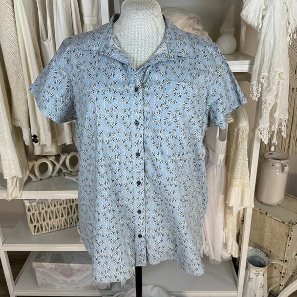 Noble Outfitters Plus size XXL, 2X blue button up top, blouse, shirt casual 4163 - Picture 1 of 11